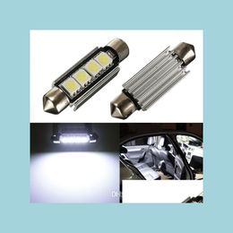 CAR -lampen 100x 42 mm C5W 5050 SMD 4 LED CANBUS FOUT WHITE CAR Interieur Festoon Dome BB Licht DC12V Drop Delivery Mobile Motorcycles Dh8yh