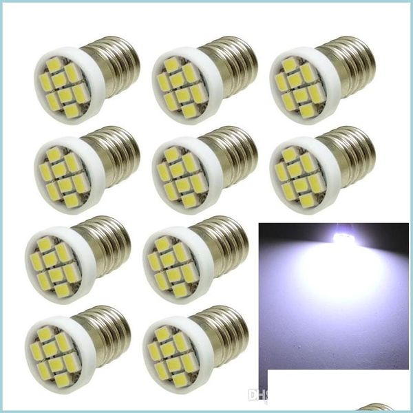 Ampoules De Voiture 10Pcs E10 Ey10 3020Smd 8 Led Blanc Lumières Miniature Vis Bb Lampe Pour Diy Lionel Dc 12V Drop Delivery Mobiles Motos Dhwe4