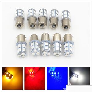 Ampoules de voiture 10pcs bleu glace rouge ambre blanc 1156 G18 Ba15S P21W 13 5050 LED SMD clignotant feu arrière BB lampe 12V livraison directe 2022 M Dhq6J