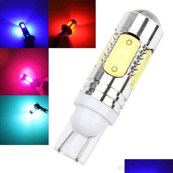 Ampoules de voiture 10X rose glace bleu rouge ambre jaune blanc haute puissance 5 Cob T10 W5W 7 5W projecteur LED feux de recul feux de recul BB lampe Drop de Dhgzn