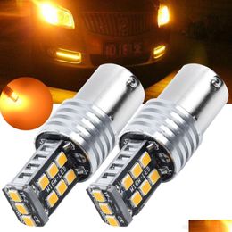 CAR -lampen 2 pc's Amber Orange 11562835 15SMD BA15S P21/5W LED BB CAR Signaalverlichting Lamp Omgekeerde dag hardloop lichte druppel levering 2 Dhilt