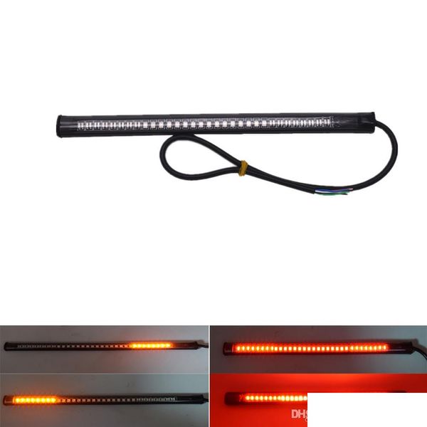 Ampoules De Voiture 2 Pièces Moto Barre Lumineuse Bande Queue De Frein Arrêt Clignotant Plaque D'immatriculation Intégrée 3528 Smd 48 Led Rouge Ambre Couleur D Dhl2R