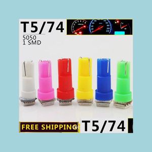 Ampoules de voiture 20pcs par sac T5 5050 Lampe de groupe d'instruments Tableau de bord de voiture Voyants lumineux LED Style intérieur 1 Smd Drop Deliver Dh1O9