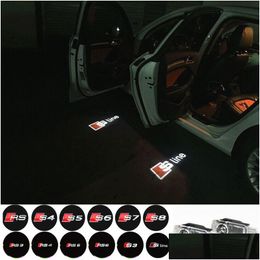 CAR BLILBEN 2PCS Ghost Logo Laser Projector Deur onder Puddle Lights voor S Lijn A4 A3 A6 C5 Q7 Q5 A1 A5 80 TT A8 Q3 A7 R8 RS B6 B7 B8 DHKIX