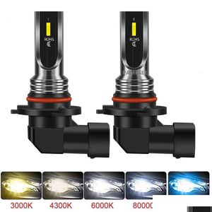 Bulbes de voiture 2pcs H4 H7 H11 H10 Turbo LED Phares BBS 3000K 6000K PSX24W 9005 HB3 9006 HB4 H8 LUMIÈRES MOBILES DRODING LAMP DROP DEL DH0AN