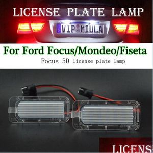 Ampoules de voiture 2Pcs / Lot pour Ford License Plate Light 5D 18 Smd-3528 Led Numéro de voiture Lampes License Lights Focus Mondeo Fiseta Drop Delivery Dhtky