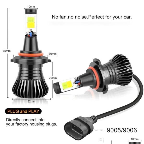 Ampoules de voiture 2X H11 Led Brouillard Lampe Bbs H7 9005 9006 Hb3 Hb4 21W Cob Puces 6000K Blanc 3000K Ambre Jaune Interrupteur Double Couleur Conduite De Voiture Dr Dhfbp