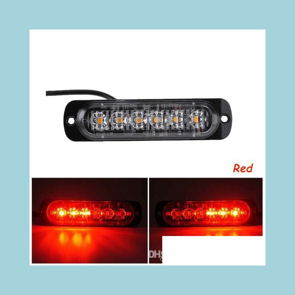 Bombillas de automóviles 2X Trathin LED Luces estroboscópicas Coche Camión Motocicleta 6 18W Ámbar Intermitente Lámpara de advertencia de peligro de emergencia Dc12V 24V Drop Delive Dhbge