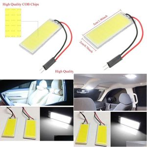 Ampoules de voiture 36 LED 12V Cob Panneau 2pcs Xenon Dome Map Light BB avec adaptateur T10 Ba9S Lampe intérieure Carstyling4895279 Drop Delivery Automo Dho2R