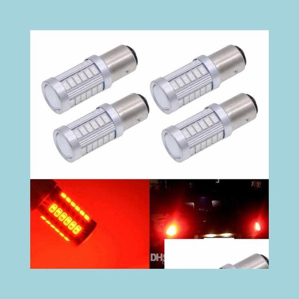 Bombillas de coche 4 piezas 1157 Bay15D P21 / 5W Led Bbs 5630 Smd S25 Luces de freno de parada Rojo Naranja / Amarillo Iluminación Lámpara trasera Día Runnning Drop Deli Dh0Mp