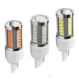 CAR -lampen 4PCS T20 W21W 7440 WY21W 33 SMD 5630 5730 LED -AUTOUT LICHTEN FOG BB Reverse lamp DAGDAG LICHT ROOT ROOT ROOT ROOD WIT GEL 1 DHTLV