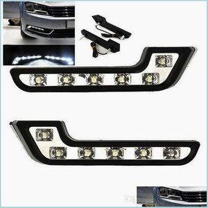 Bombillas para automóviles Lámpara de seguridad para automóviles Bbs 2 piezas en forma de L 12V 6Led Cob Drl Luz de conducción diurna Faros delanteros antiniebla Faros antiniebla avanzados Drop D Dhvuy