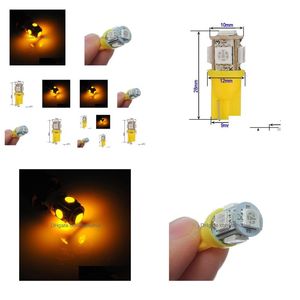 Ampoules de voiture T10 W5W 168 194 Ambre 5050 SMD 5 LED Lampes de cale latérales Lampe BB 12V Gros Drop Livraison Mobiles Motos Éclairage AC Dhzuh