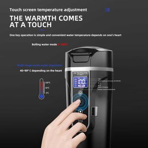 Auto Auto 12v 24v Auto Verwarming Cup 304 Roestvrij Staal Water Warmer Fles Ketel Koffiemok LCD Display temperatuur Voertuig Verwarming Cup