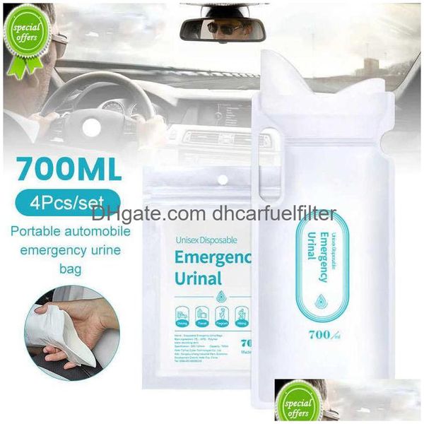 Outils de nettoyage de voiture 4pcs 700ml d'urgence portable sac d'urine sacs à vomir mini toilettes mobiles pratiques unisexe jetables toilettes goutte delive dhqoz