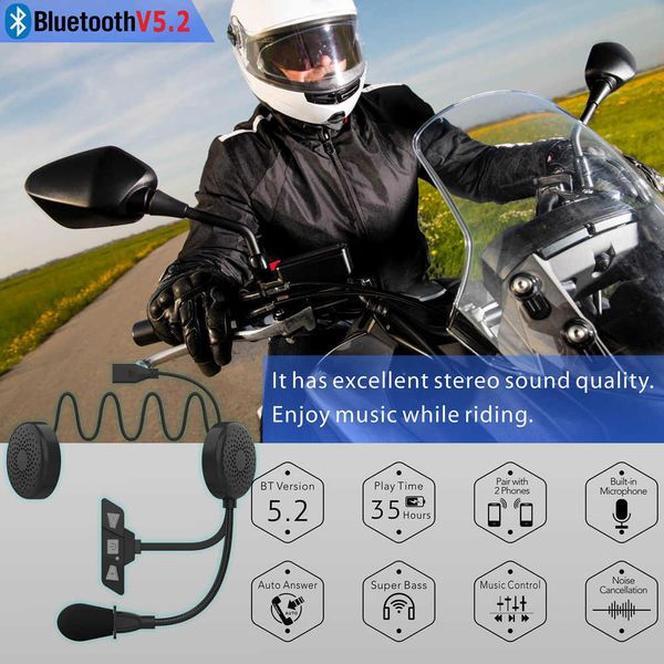 Coche coche motocicleta Bluetooth 5,2 casco auriculares inalámbricos manos libres estéreo reproductor de música altavoz Moto reducción de ruido auriculares impermeables