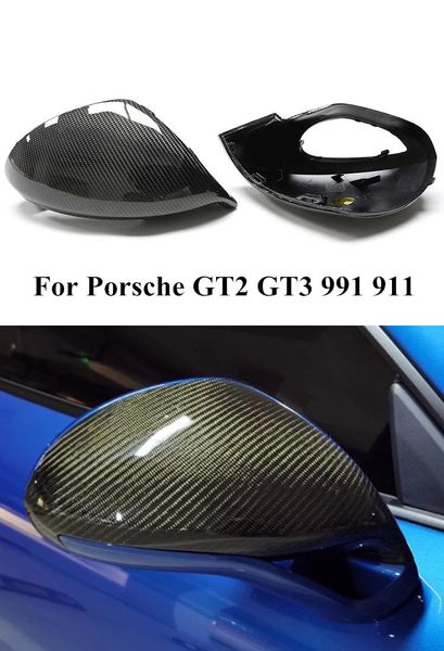 Capuchons de couverture de rétroviseur latéral en Fiber de carbone de voiture pour Porsche GT2 GT3 911 991 coque de rétroviseurs