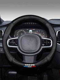 Couverture de volant de voiture en Fiber de carbone antidérapante, adaptée à Volvo V40 V60 V70 V80 V90 S40 S60 S80 s90 XC60 XC40 XC90 T4 T5 Awd J220808
