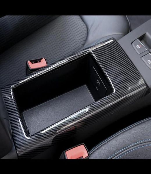 Boîte de rangement d'accoudoir de Console centrale de voiture, cadre de décoration, garniture de couverture ABS pour A3 8V 2014 – 18 intérieur en Fiber de carbone Style4165680