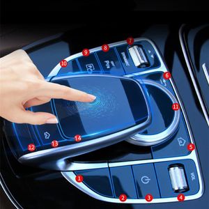 Film protecteur de bouton de souris multimédia de Console centrale de voiture pour Mercedes Benz C E GLC W205 W213 X253 classe prévenir les rayures Decals294n