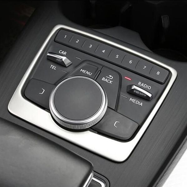 Painel multimídia do console central do carro, capa decorativa com tiras de aço inoxidável para Audi A4 B9 2017 estilo do carro 278s