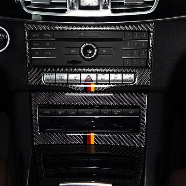Voiture Central Control Climatisation CD Panneau Décoration Couverture Garniture En Fiber De Carbone Pour Mercedes Benz Classe E W212 2014-15225i