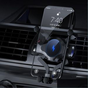 Autolader 10W Wireless Charger Telefoon 12 11 Pro Max XS XR X Car Mount voor S21 Opmerking 20 TRA -ladinghouder Drop levering 2022 Mobiles DH2UK