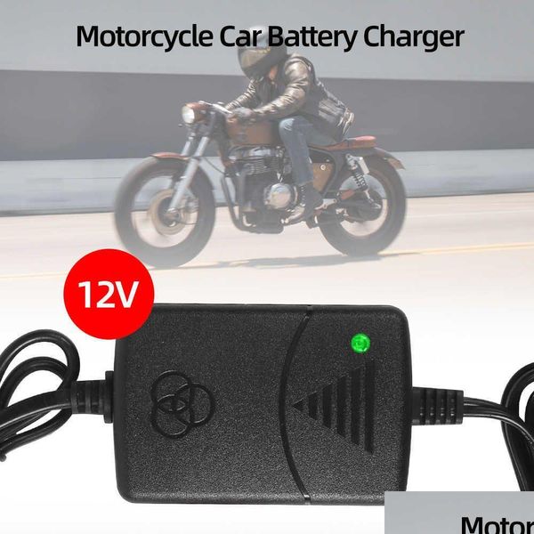 Cargador de coche 12V 1.3A Adaptador de carga de energía inteligente para motocicleta para batería recargable de ácido de plomo de gel Agm 5Ah 7Ah 9Ah 12Ah Entrega de gota Dhtuf