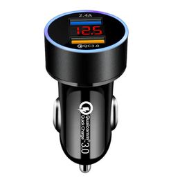 Cargador de coche 3.1A Carga rápida Puerto USB dual Pantalla LED Encendedor de cigarrillos Adaptador de teléfono