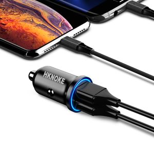 Autoladegerät 4,8 A 24 W HKNOKE USB-Schnellladegerät für Mobiltelefon iPhone 14/14 Plus/14 Pro Max iPad Samsung Galaxy S10