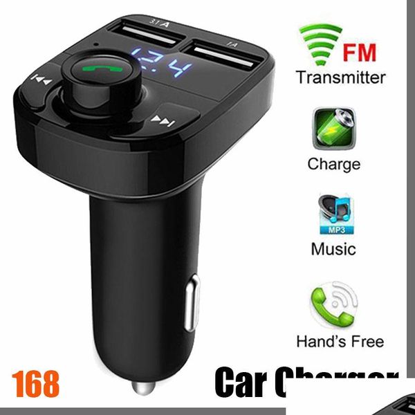 Cargador de coche 500D FM X8 Transmisor Aux Modulador Inalámbrico Bluetooth Manos Kit universal Reproductor de audio con 3.1A Carga rápida Dual USB D Dhgeb