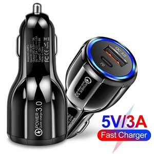 Adaptateur de chargeur de voiture PD20W + QC3.0, double port de charge rapide USB de type C