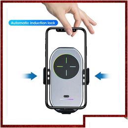 Chargeur de voiture CC338 A7 15W Support de téléphone sans fil Matic Clam pour induction infrarouge mobile Qi Support de charge rapide Livraison directe Aut Otnn7