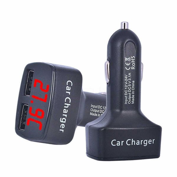 Chargeur de voiture double DC5V 3.1A USB avec adaptateur de testeur de tension/température/courant affichage numérique