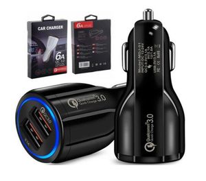 Chargeur de voiture Deux ports USB 24A Adaptateur LED Light Car Chargers avec package de vente au détail pour Samsung HTC Android Phone mp31136519