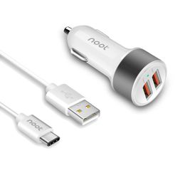 Autolader voor Samsung Galaxy Plus 36W Qualcomm Quick Charge 2-poorts USB-adapter met 3FTFeet USB Type C naar A ZZ