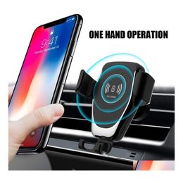 Chargeur de voiture Matic Qi Support sans fil pour téléphone Xs Max Xr X 8 10W Support de charge rapide S10 S9 Drop Delivery Mobiles Motos Electro Dhv1X