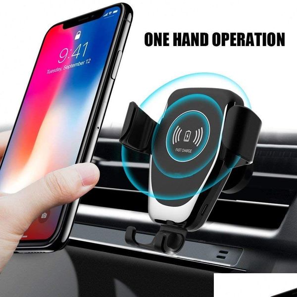 Chargeur de voiture Matic Qi Support sans fil pour téléphone Xs Max XR X 8 10W Support de charge rapide S10 S9 Drop Delivery Mobiles Motos Electro Dh3Xv