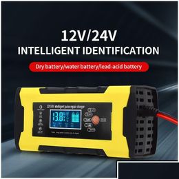 Autolader Motor Suv Pse Reparatie Batterij Intelligent 12V 10A Charge Tool LCD Display Gel Nat Lood-zuur Drop Delivery Mobiles Mo Dhk2T