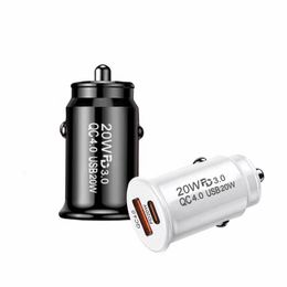 Mini cargador de coche de 20 W QC4.0 3.0 USB Adaptador doble TIPO C PD cargadores rápidos para cargador de iPhone 15 14 13 Pro Max X 8 7 y Samsung S22 S21 Xiaomi Adaptadores de teléfono de carga rápida