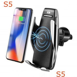 Chargeur de voiture S5 S5 Wireless 10W Matic Clam Clam Fast Charge Téléphone à 360 degrés Rotation pour Huawei Smart Drop Livrot Mobiles Motorcycles Dhiqr