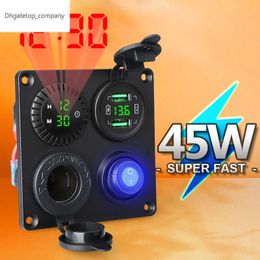 Autoladerschakelaar Paneel Voltmeter Dual USB Socket 12V 4.2A Sigarettenaansteker aan/uit Rocker 4 in 1 Camper Moto Power Adapter