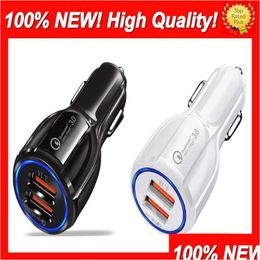 Caricabatteria per auto Top Dual USB Quick Charge 3.0 Ricarica per telefono cellulare Caricabatterie rapidi a 2 porte per tablet Huawei Drop Delivery Automobiles Motor Dhxqw