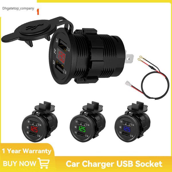 Chargeur de voiture prise allume-cigare USB 12V-24V QC3.0 Charge rapide de téléphone avec voltmètre LED pour bateau moto