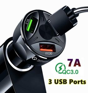 Autolader USB Quick Charge QC30 Poorten Sigarettenaansteker Adapter voor iPhone Samsung Huawei Xiaomi QC Telefoon Charging4417100