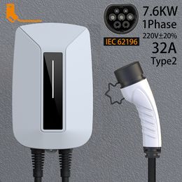 Estación de carga de automóvil Tipo2 32A 7kW Vehículo eléctrico Cargador de automóviles 1 fase Evse Wallbox EV IEC62196