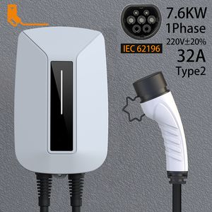 Auto oplaadstation Type2 32A 7 kW elektrisch voertuig Car Charger 1 Fase Evse Wallbox EV IEC62196