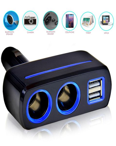 Encendedor de cigarrillos del coche, divisor de enchufe, convertidor de enchufe, USB Dual automático, 1224V, 120W, cargador LED, adaptador de corriente para teléfono, MP3, DVR, GPS7219436