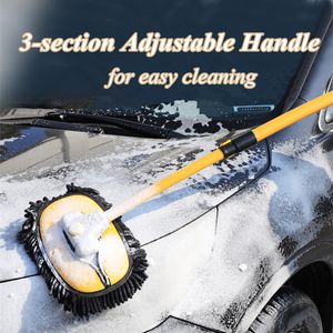 Telescopic Car Wash Mop with Long Handle - Chenille Microfiber Bristle Brush, Auto Cleaning Accessories