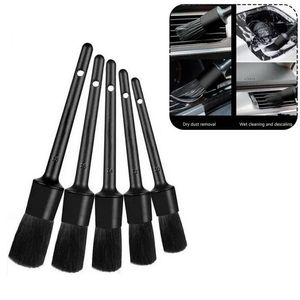 Car Cleaning Brush Kit Detailing Detail Cleaner Dust Wheels Engine Emblems Air Vents Boar Hair Interior Auto Brushes Hand Tools